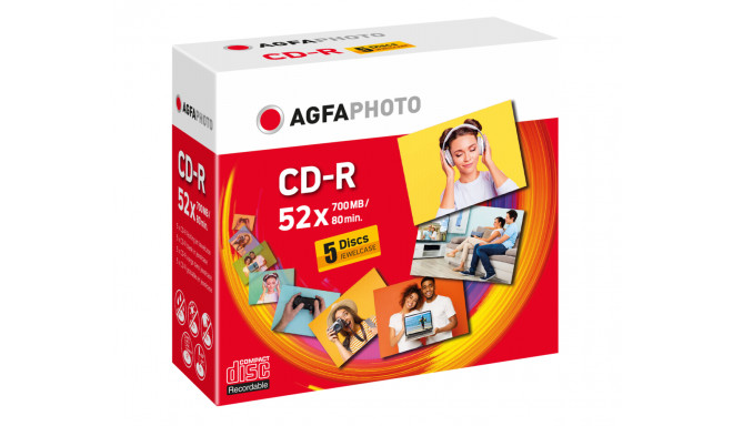 AgfaPhoto CD toorik CD-R 700MB 52x Speed Jewel Case 5tk