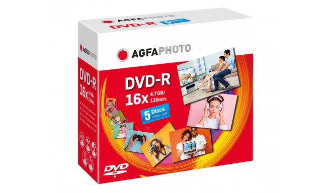 1x5 AgfaPhoto DVD-R 4,7GB 16x Speed, Jewel Case