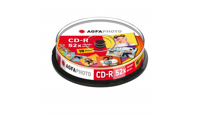 1x10 AgfaPhoto CD-R 80 / 700MB 52x Speed, Cakebox