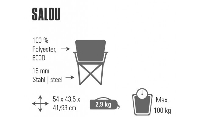 Camp chair Salou, folding, dark grey/blue