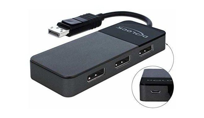 DeLOCK DisplayPort Splitter 1.4 1x DisplayPort> 3x DisplayPort (black, 30cm)