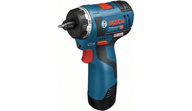 Bosch cordless drill GSR 12V-20 Professional HX, 12V (blue / black, L-BOXX, 2x Li-ion battery pack 3