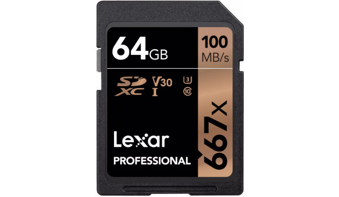 Lexar mälukaart SDXC 64GB Professional 667x U3 V30 100MB/s