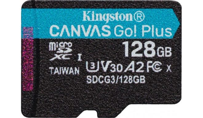 Kingston Canvas Go! Plus 128 GB microSDXC, memory card (black, UHS-I (U3), A2, Class 10, V30)