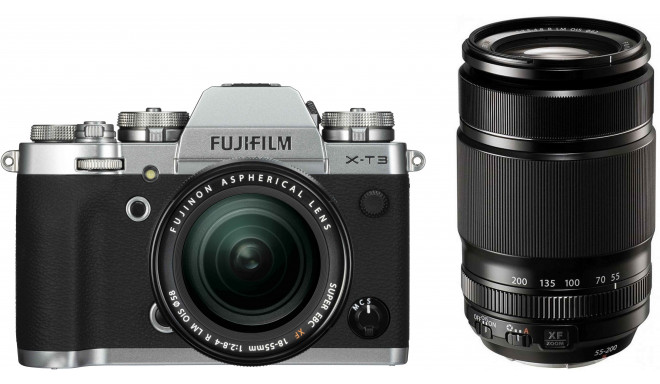 Fujifilm X-T3  + 18-55mm + 55-200mm Kit, silver