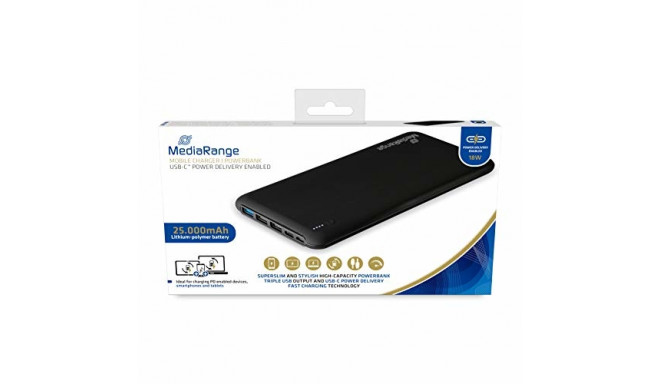 MediaRange Powerbank 25000 mAh (black, power delivery fast charging technology)