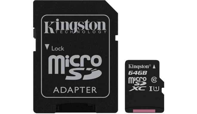 Kingston memory card microSDXC 64GB Canvas Select Plus + adapter