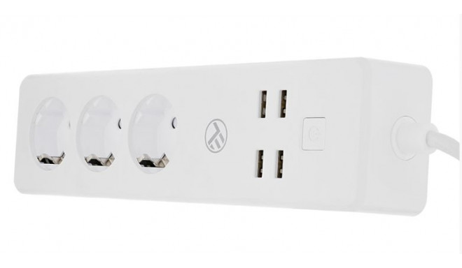 Tellur WiFi Power Strip, 3 Outlets, 4*USB 4A, 2200W, 10A, 1.8m