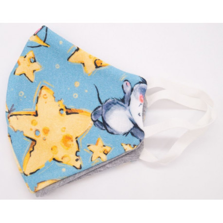 - Kids face Mask Cotton Size 9-11 Mouse Blue