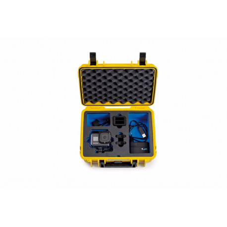 BW OUTDOOR CASE TYPE 1000 FOR GOPRO HERO 8 WATERPROOF HOUSING, BATTERIES, DUAL CHARGER,YELLOW