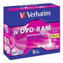 1x5 Verbatim DVD-RAM 4,7GB 3x Speed, Jewel Case, o. Cart.