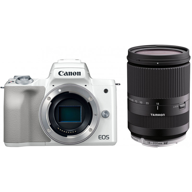 Canon EOS M50 + Tamron 18-200mm VC, valge
