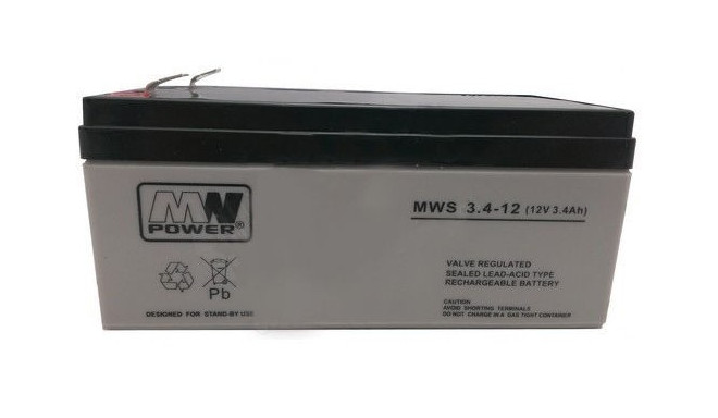 MW Power battery Pb 12V 3.4Ah maintenance-free 1.3kg 0.95A/35A