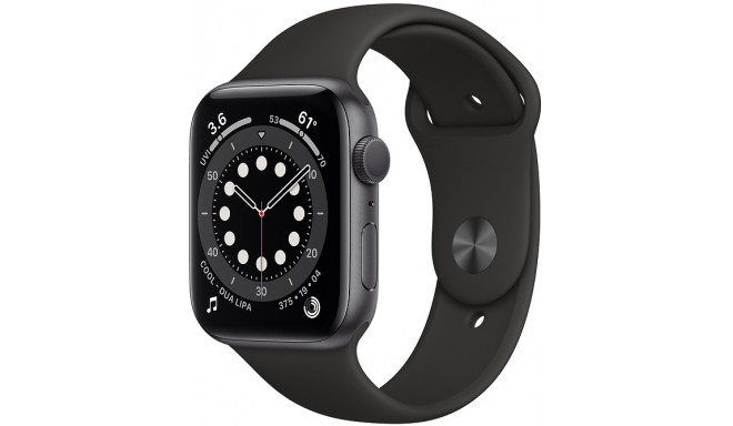 Apple Watch 6 GPS 44mm Sport Band, space gray/black