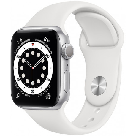 Apple Watch 6 GPS 40mm Sport Band, silver/white
