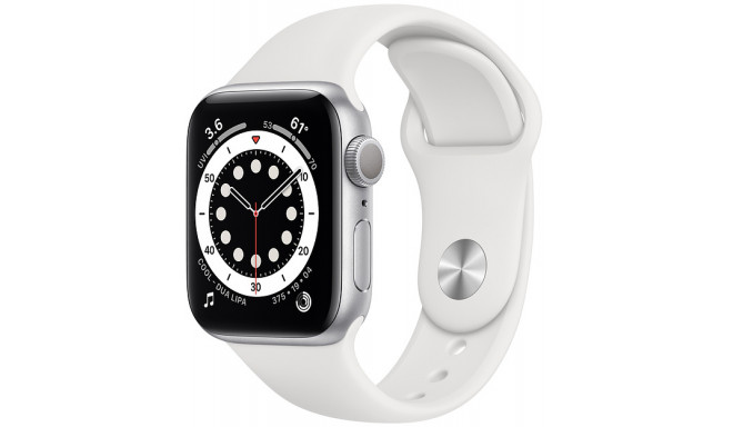 Apple Watch 6 GPS 40mm Sport Band, silver/white