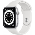 Apple Watch 6 GPS 44mm Sport Band, silver/white