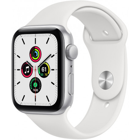 Apple Watch SE GPS 44mm Sport Band, silver/white