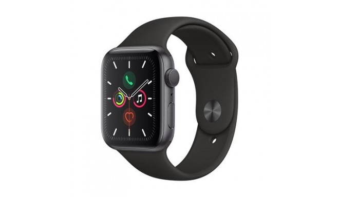 Apple Watch Series 5 GPS, 44mm Space Grey Aluminium Case with Black Sport Band - S/M & M/L LT