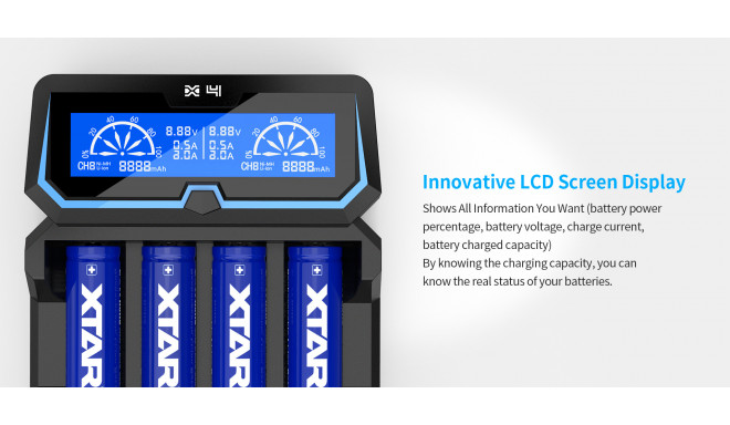 XTAR-X4 Fast-charging LCD Li-ion/ Ni-MH Battery Charger