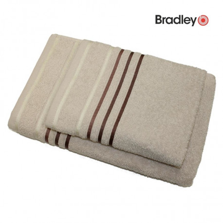 Bradley Полотенце фроте, 50 x 70 см, с полосатой каймой, бежевое