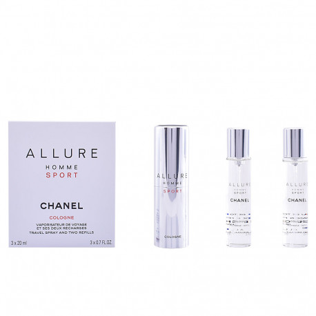 CHANEL ALLURE HOMME SPORT COLOGNE eau de toilette vaporizador de viaje y 2 recargas 3 x 20 ml