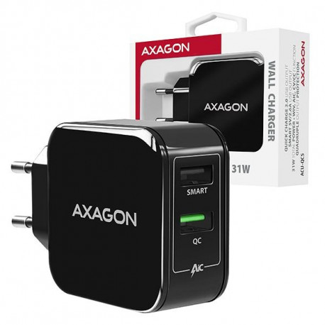 AXAGON Wall Charger Smart 5V 2.4A + 1x QC3.0. 30W