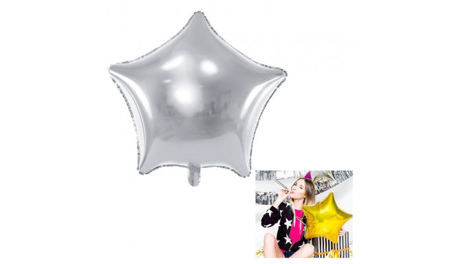 PartyDeco Folijas balons, 48 cm, sudraba / Zvaigzne