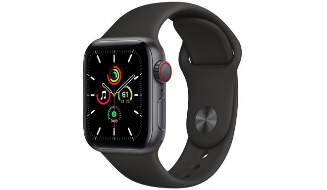 Apple Watch SE GPS + Cellular 40mm Sport Band, space gray/black (MYEK2EL/A)