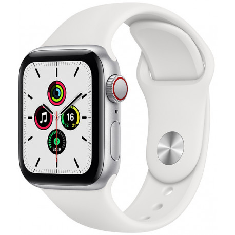 Apple Watch SE GPS + Cellular 40mm Sport Band, silver/white (MYEF2EL/A)