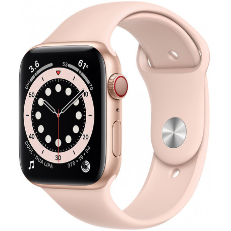 Apple Watch 6 GPS + Cellular 44mm Sport Band, gold/pink sand (MG2D3EL/A)