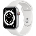 Apple Watch 6 GPS + Cellular 44mm Sport Band, silver/white (MG2C3EL/A)