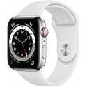 Apple Watch 6 GPS + Cellular 44mm Stainless Steel Sport Band, silver/white (M09D3EL/A)