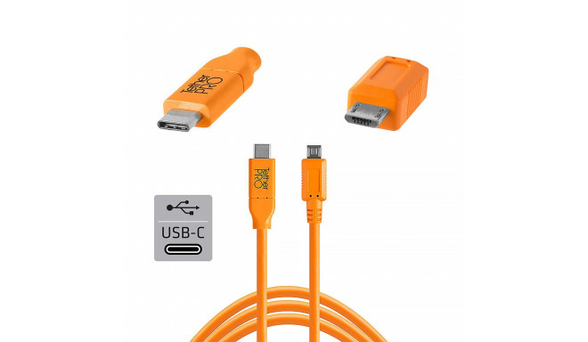 TetherPro USB-C to 2.0 Micro-B 5- Pin 4.6m Orange