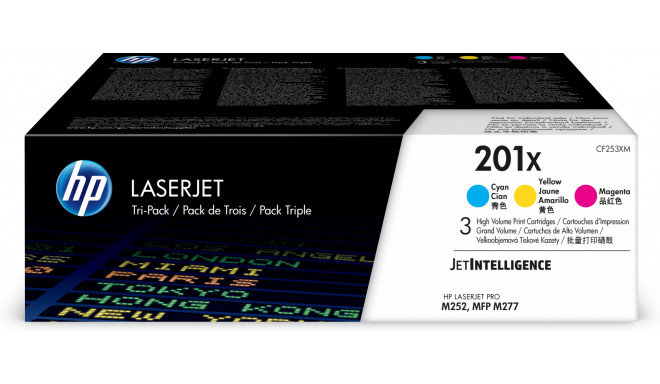 HP toner CF253XM 201X 3-pack 3x230pgs Color LaserJet, yellow/cyan/magenta