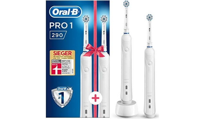 Braun Oral-B Pro 1 290 Duopack, electric toothbrush (white, incl. 2nd handpiece)