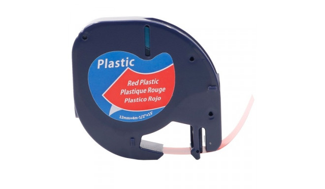 DYMO LetraTag plastteip 12mm x 4m / must punasel (S0721580)