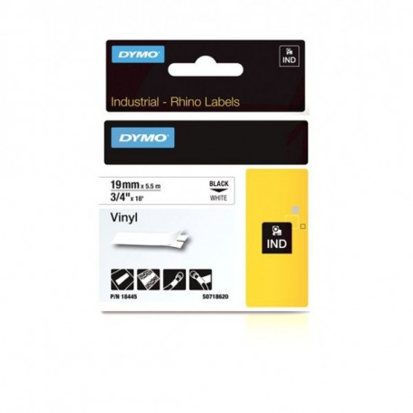 DYMO Rhino vinüüllint 19 mm x 5,5 m / must valgel (18445)