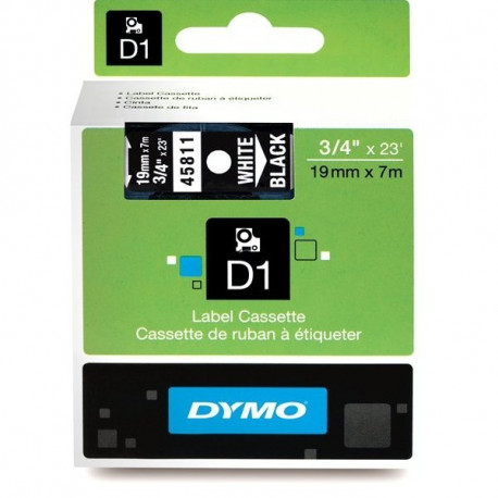 DYMO D1 Juostelė 19mm x7m / baltas ant juodos (45811 / S0720910)
