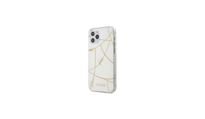 Guess case for iPhone 12 Mini 5,4" GUHCP12SPCUCHWH white hard case Gold Chain Collection