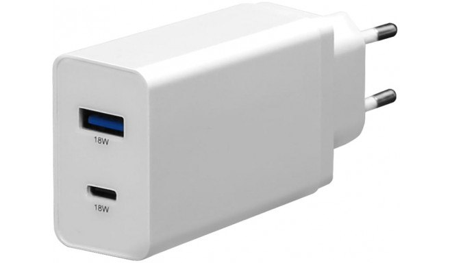Platinet charger USB/USB-C 18W (PLCUPD18W)