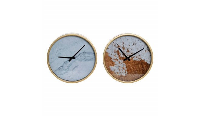Настенное часы DKD Home Decor Металл Стеклянный Деревянный MDF (2 pcs)