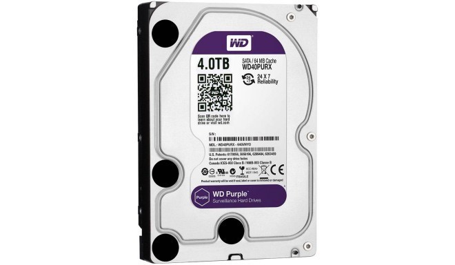 HDD AV WD Purple (3.5'', 4TB, 64MB, RPM IntelliPower, SATA 6 Gb/s)