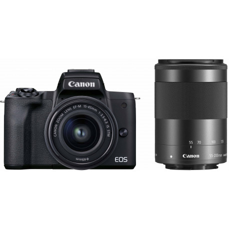 Canon EOS M50 Mark II + EF-M 15-45 mm + 55-200 mm, black