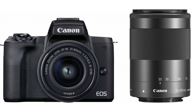 Canon EOS M50 Mark II + EF-M 15-45 mm + 55-200 mm, black