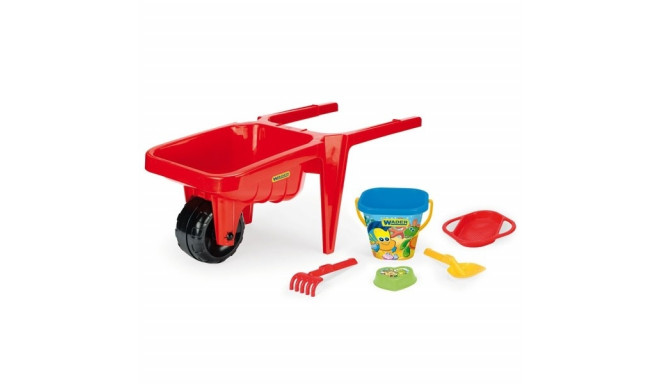 Gigant wheelbarrow with a set of sand red