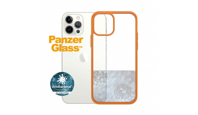 Kaitseümbris ClearCase, Apple iPhone 12 / 12 Pro, klaasist tagaküljega, oranž / läbipaistev, PanzerG