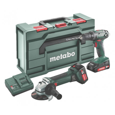 18V Combo:akutrell BS 18 + nurklihvija W 18 LTX Q MetaBOX165, Metabo