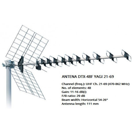 Antena DTX-48F Yagi 21-69 Black Black