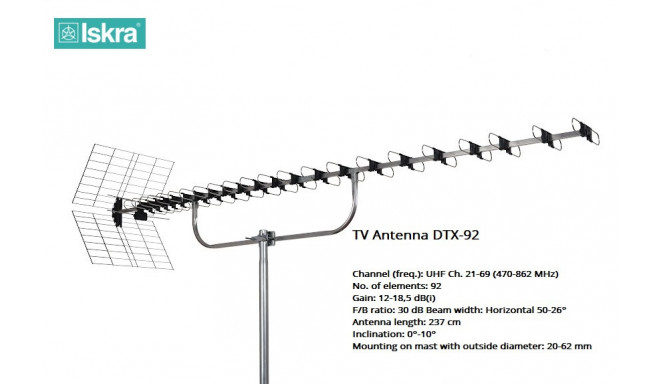 Antena DTX-92F Yagi 21-69 Silver Silver